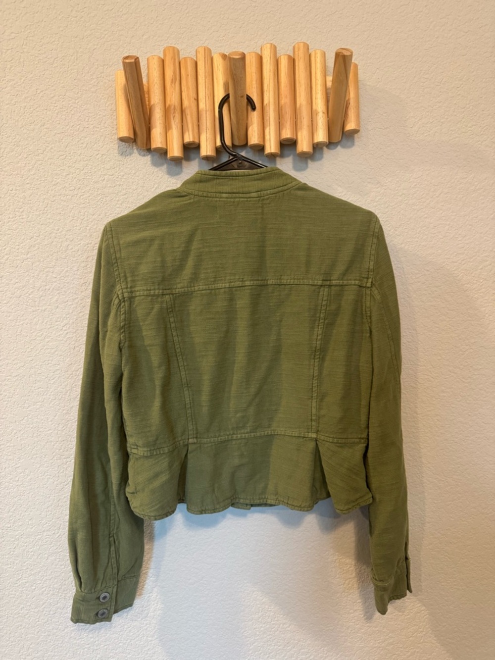 Free People Olive Green Utility Jacket Button Front - Picture 5 of 5